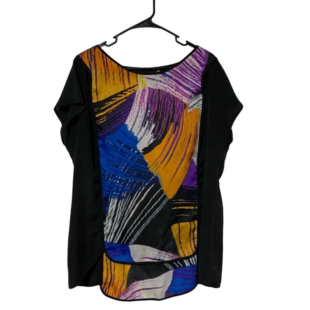Allen B. By Allen Schwartz Abstract Artsy Blouse Top